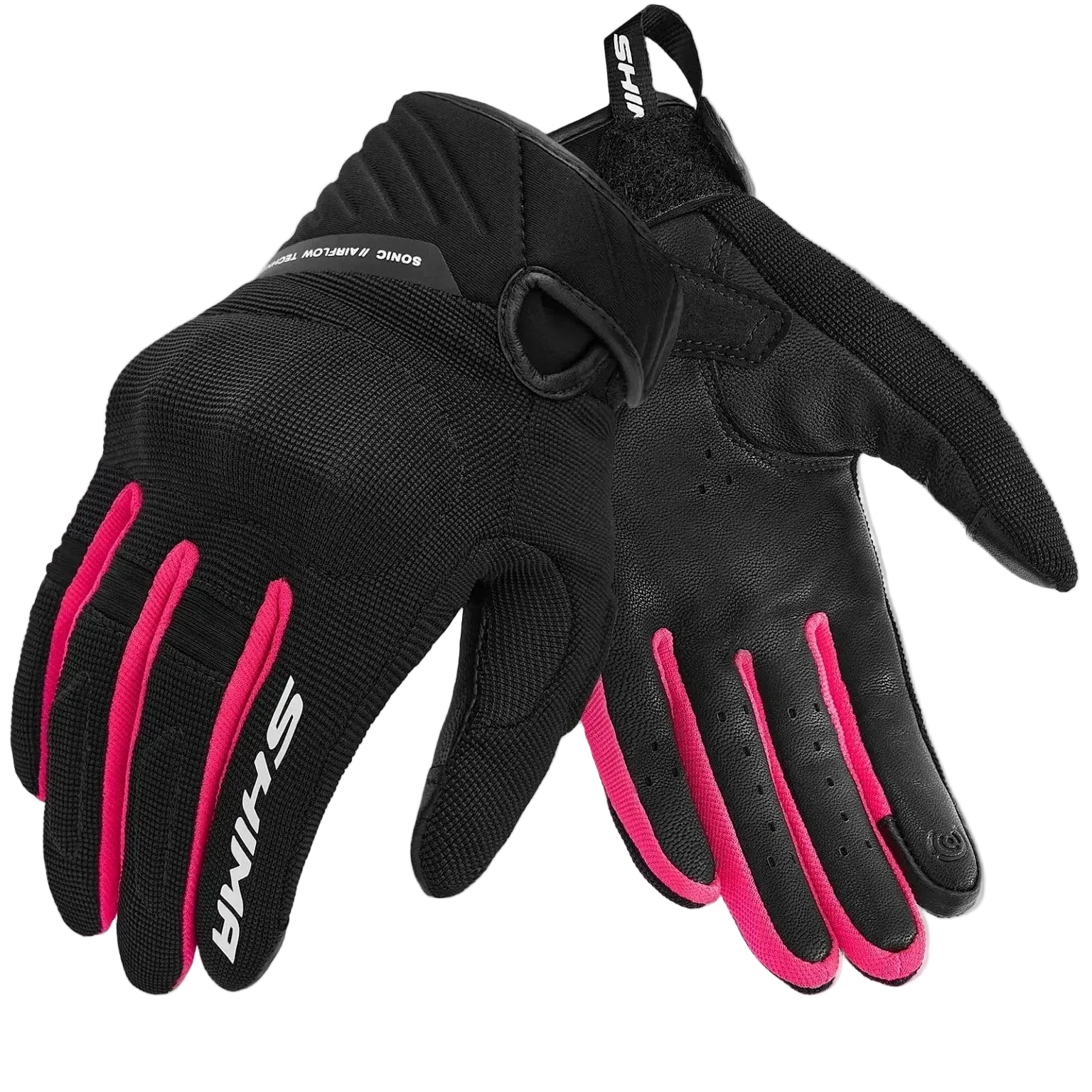 SHIMA SONIC LADY MOTORCYCLE GAUNTLETS BLACK LEATHER PINK – 1 – Maximomoto PT