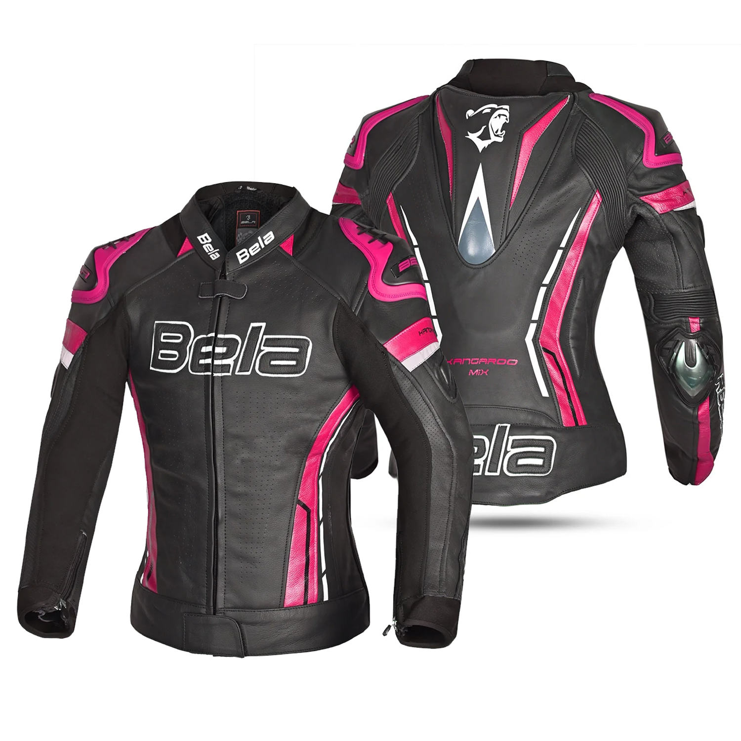 BELA Rocket Women's Leather Motorcycle Jackets Black Pink – 2 – Maximomoto PT