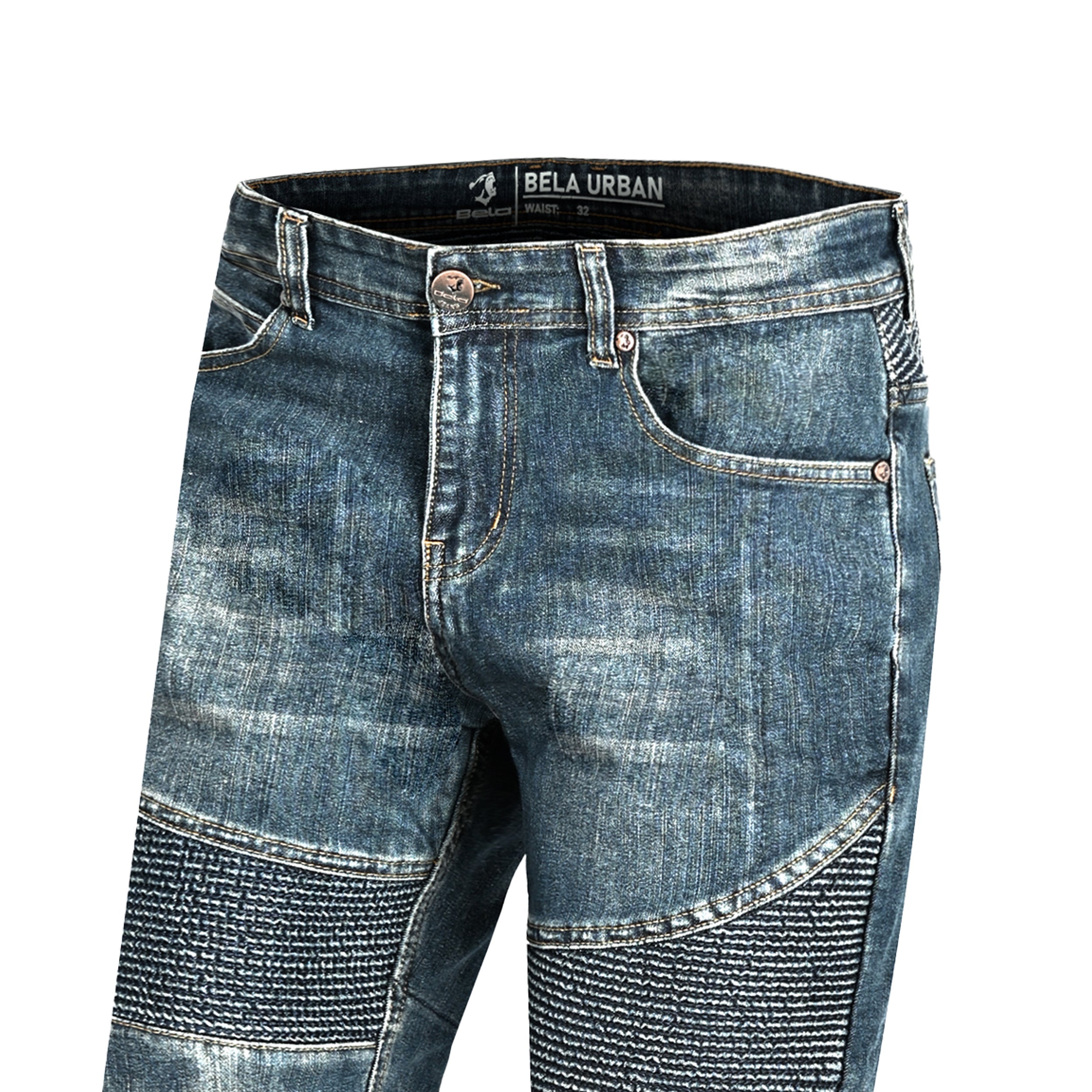 BELA URBAN Denim Jeans Moto Senhora Calcas Azul Khaki Tint