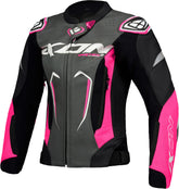 IXON VORTEX 3 Mujer Carreras Cuero Chaqueta Negro Rosa Blanco – Maximomoto PT