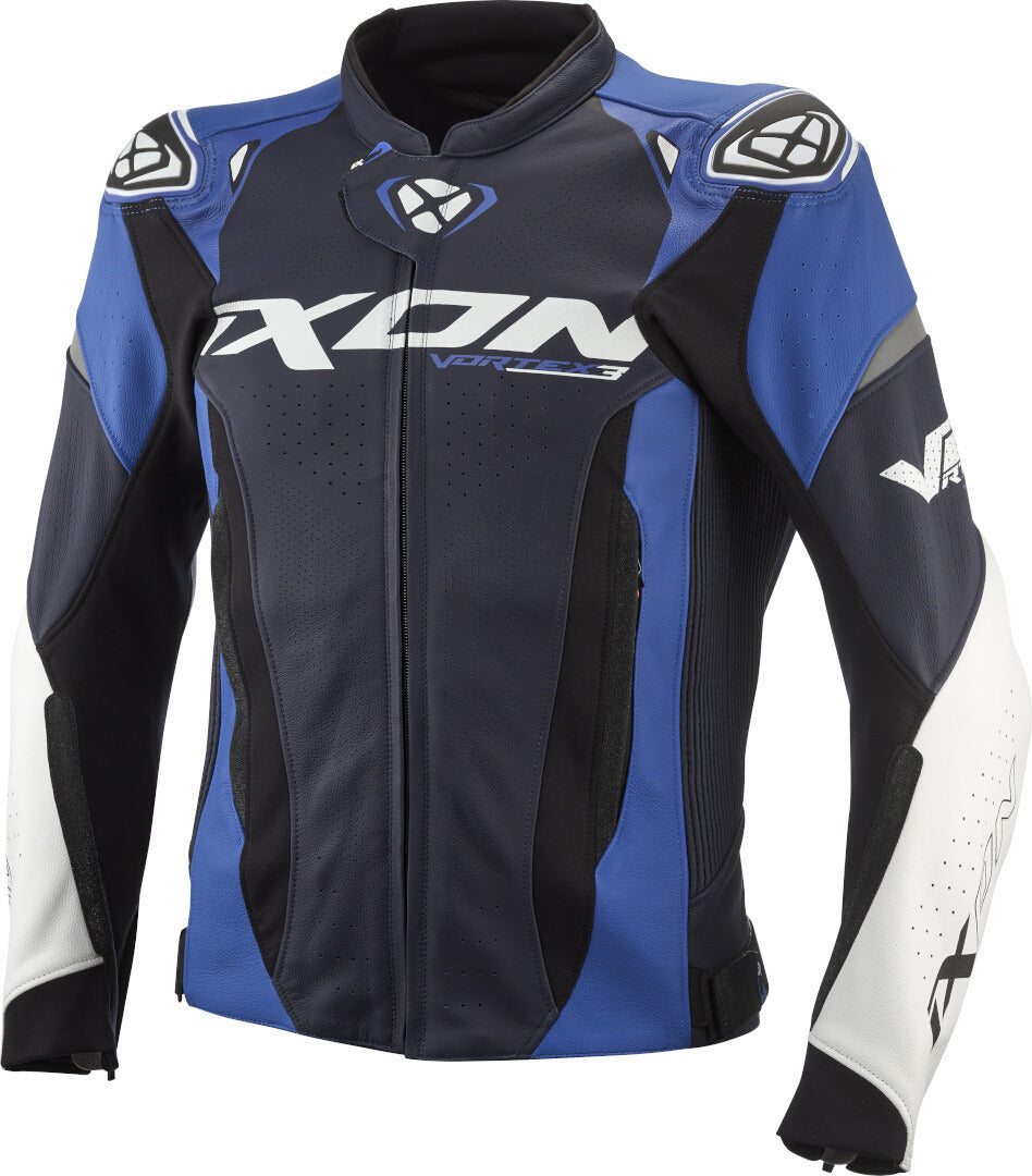 IXON VORTEX 3 Hombre Chaqueta De Cuero Motociclista De Carreras Negro/Azul/Blanco – 1 – Maximomoto PT