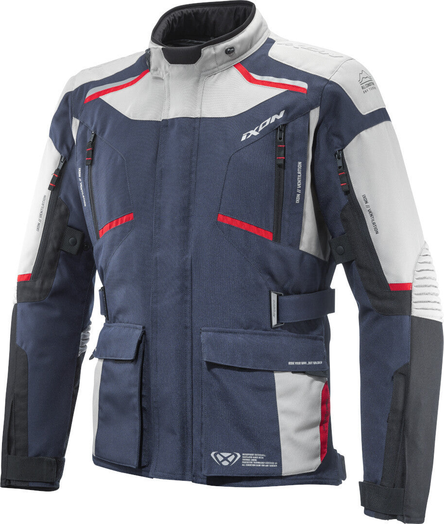 IXON MIDGARD Impermeable Moto De Aventura Chaqueta Textil Preto/Gris/Azul – 1 – Maximomoto PT