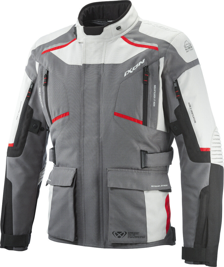 IXON MIDGARD Impermeable Moto De Aventura Chaqueta Textil Preto/Gris/Rojo – 1 – Maximomoto PT