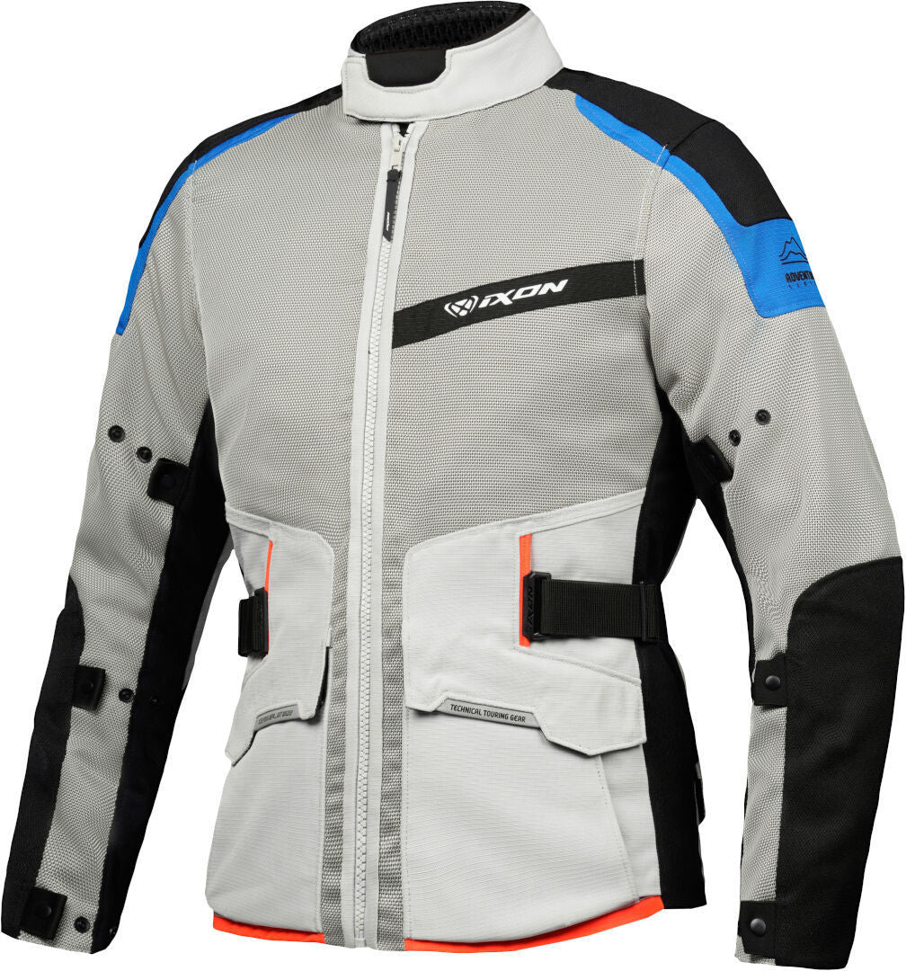 IXON M-NJORD Hombre Moto Textil Chaqueta Gris Claro Azul Rojo – 1 – Maximomoto PT