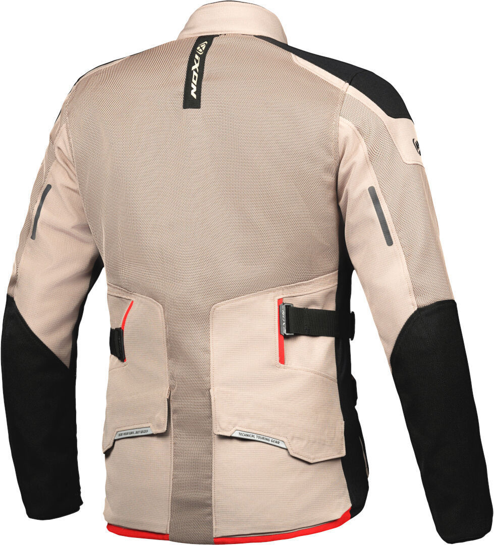 IXON M-NJORD Hombre Moto Textil Chaqueta Arena Negro Rojo – 2 – Maximomoto PT
