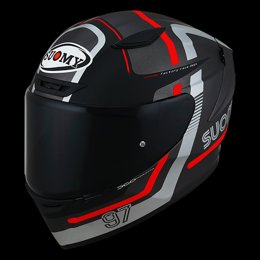 SUOMY-CASCOS TRACK-1 NINETY SEVEN MATT GUN METAL/RED E06 – 1 – Maximomoto PT
