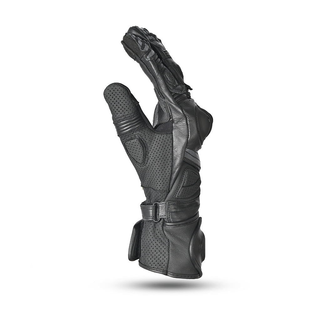 R-TECH GP Moto Couro Luvas Preto