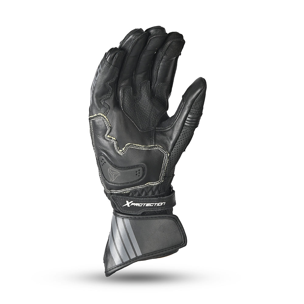 R-TECH GP Moto Couro Luvas Preto
