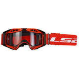 LS2- AURA GOGGLE BLACK RED WITH CLEAR VISOR