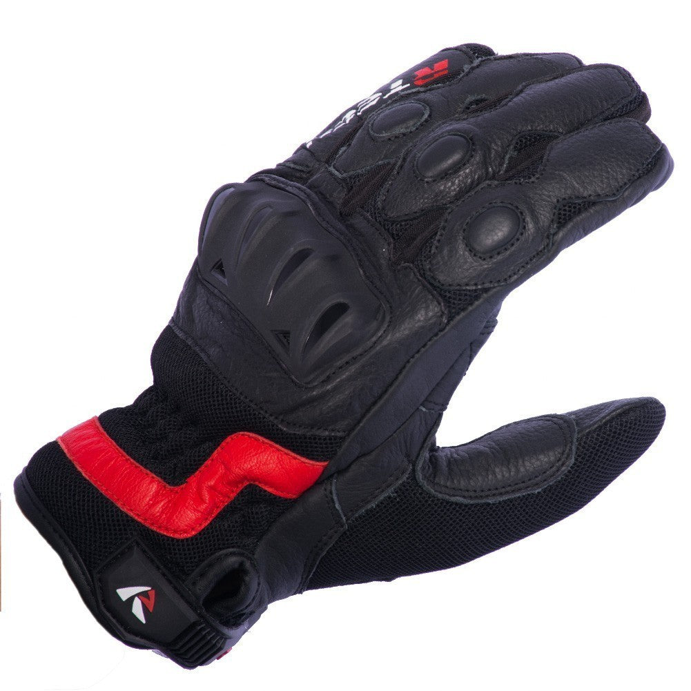 R-TECH VIBO Black and Red Leather Motorcycle Gloves – 1 – Maximomoto PT
