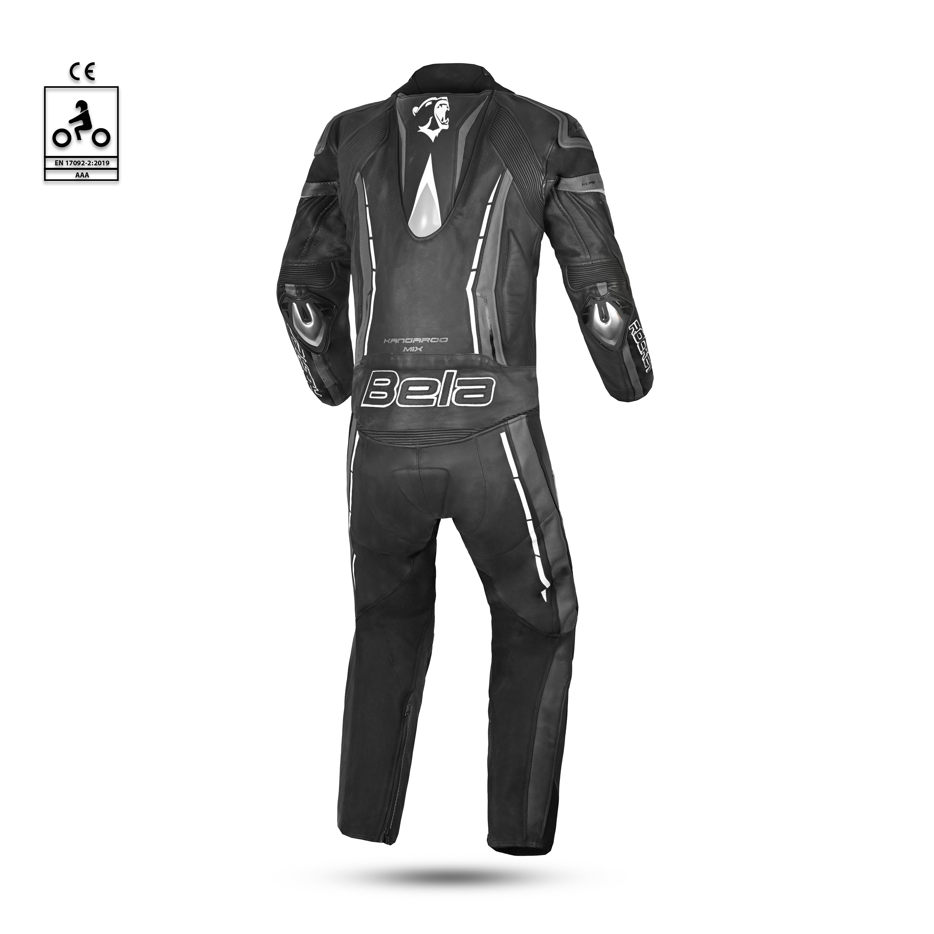 BELA ROCKET MIX KANGAROO 2 PC Moto Couro Fato Preto Antracite