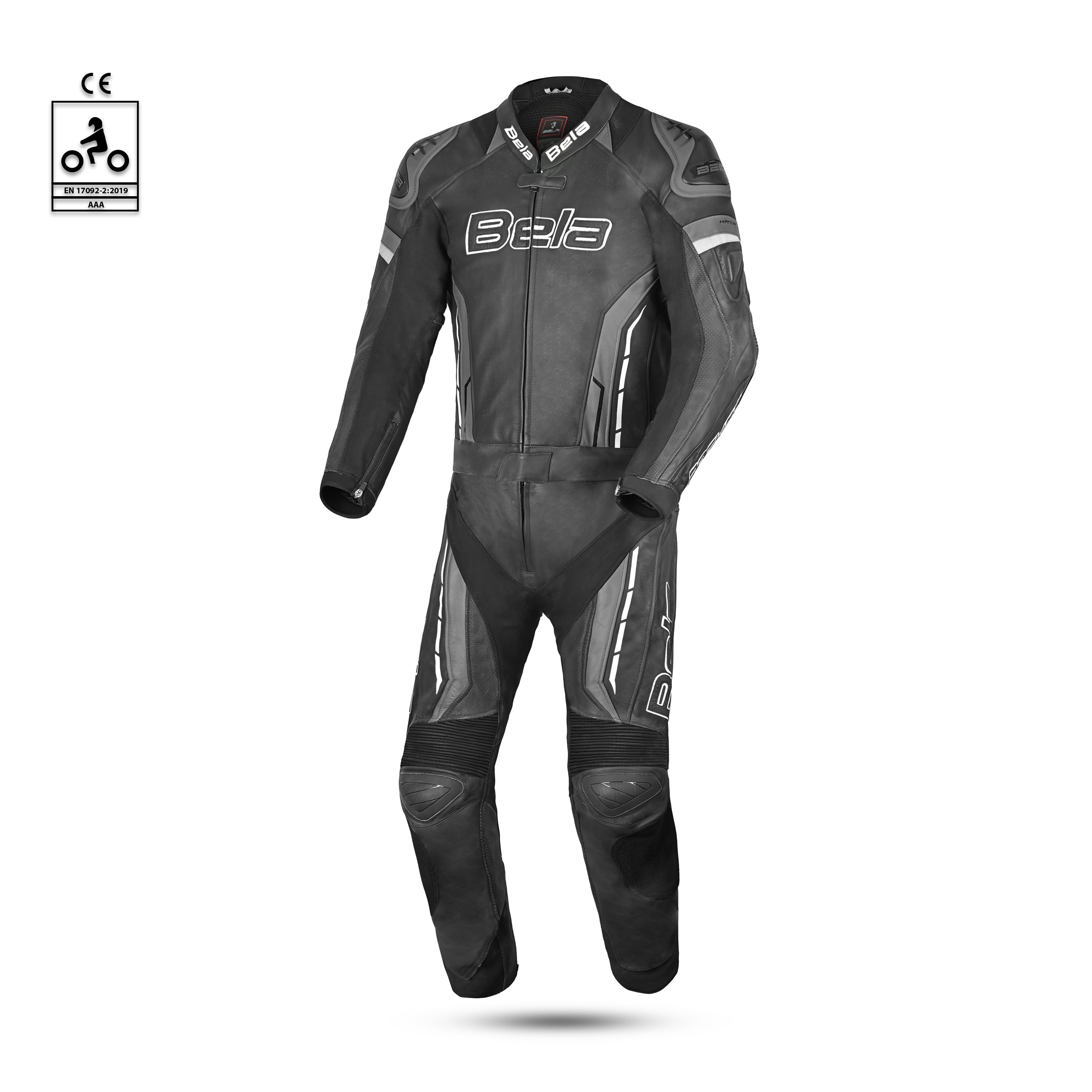 BELA ROCKET MIX KANGAROO 2 PC Moto Couro Fato Preto Antracite