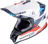 SCORPION VX-16 EVO AIR ROD Enduro Moto Casco Blanco Rojo Azul