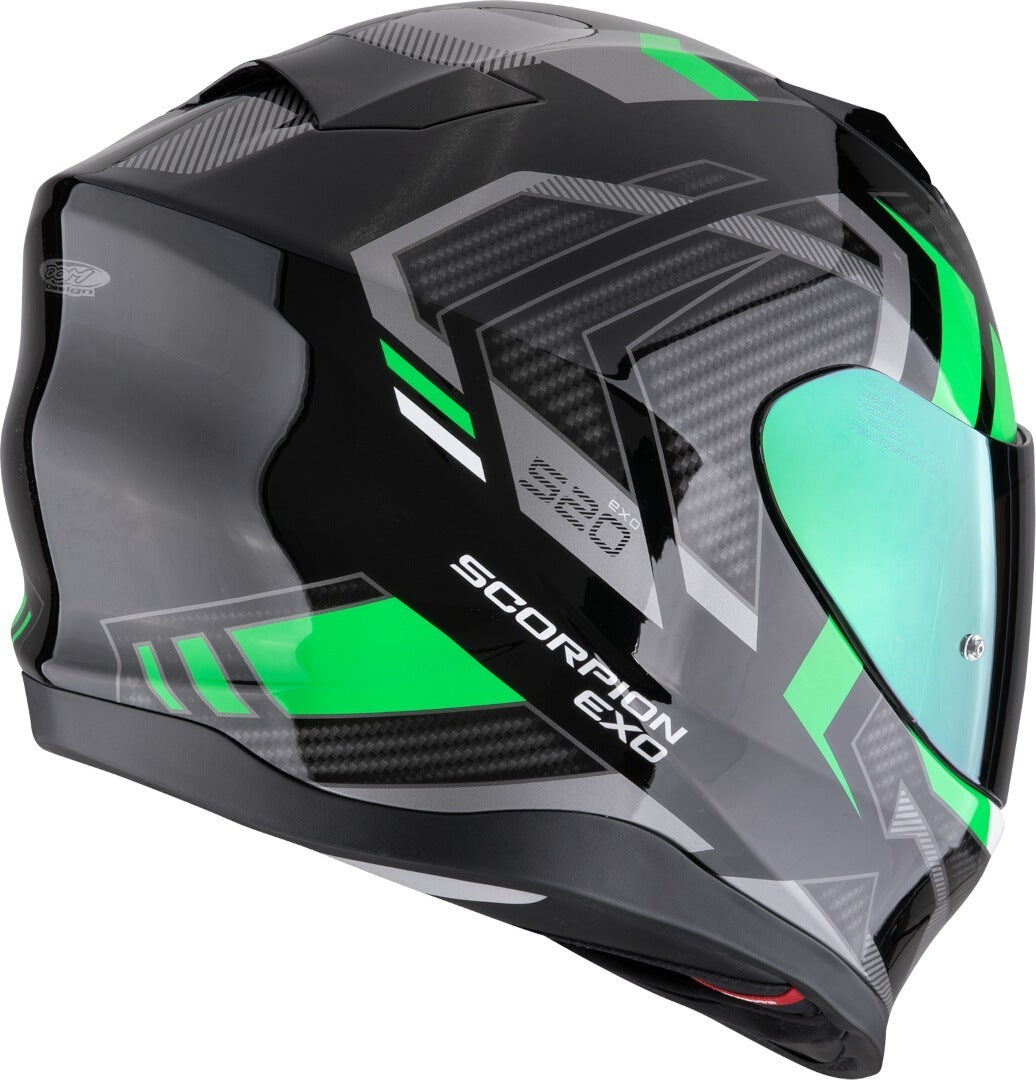 SCORPION EXO-520 EVO AIR SENSUS Full Face Helmet Black Green – 2 – Maximomoto PT
