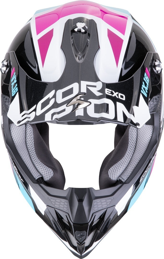 SCORPION VX 16 EVO AIR ANALOG Enduro Motorcycle Helmet Black Blue Pink – 3 – Maximomoto PT