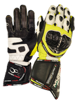 MUGENRACE BORNEW Motociclista Couro Luvas Brancas Néon