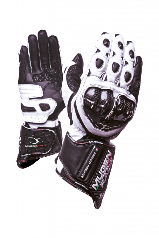 MUGENRACE BORNEW Motociclistas Couro Luvas Brancas Pretas