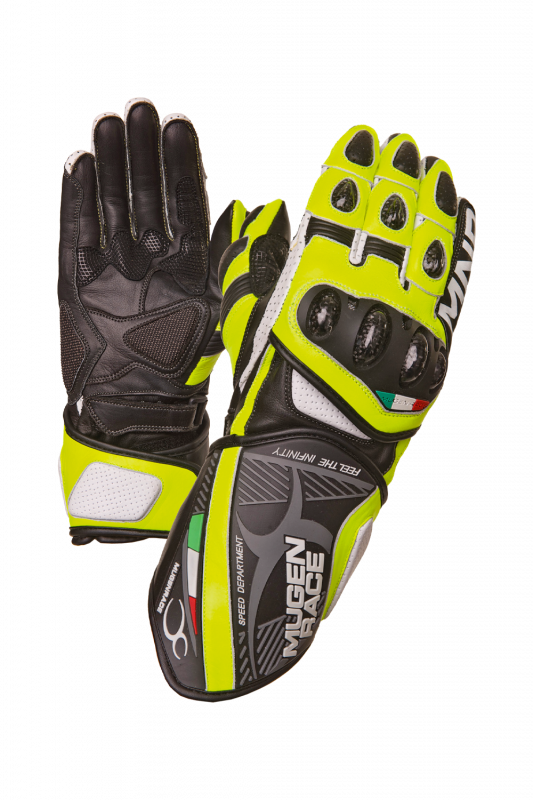 MUGENRACE NEPTUN Motocicleta Luvas Preto Amarelo Fluo