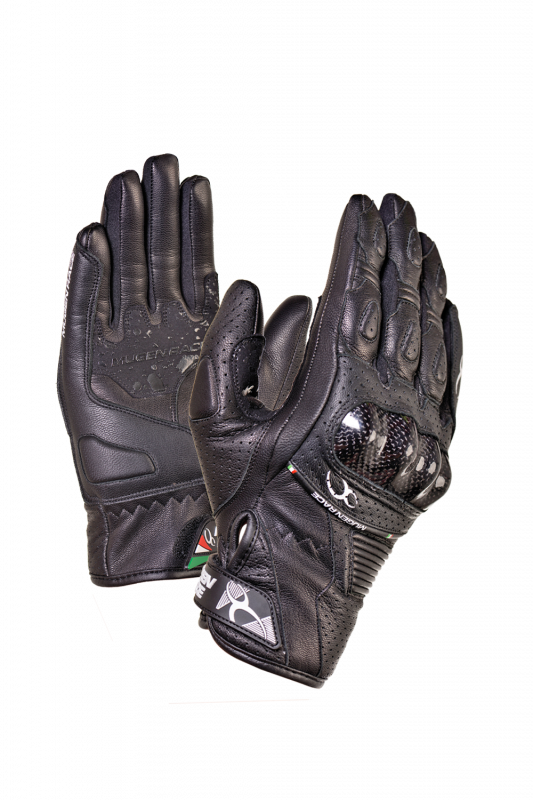 MUGENRACE FIGURATORE CMOTOCICLETA URTAS COURO LUVAS PRETAS