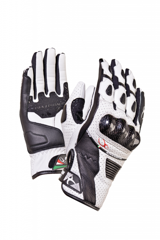 MUGENRACE FIGURATORE Motociclista Curtas Couro Luvas Brancas