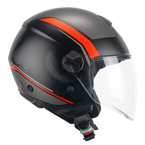 CGM 167M FLO DOT Jet Casco Preto Naranja Fluo Mate Largo – 2 – Maximomoto PT