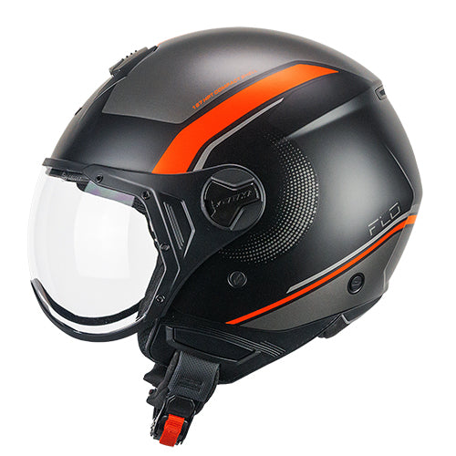 CGM 167M FLO DOT Jet Casco Negro Naranja Fluo Mate conformado – 2 – Maximomoto PT