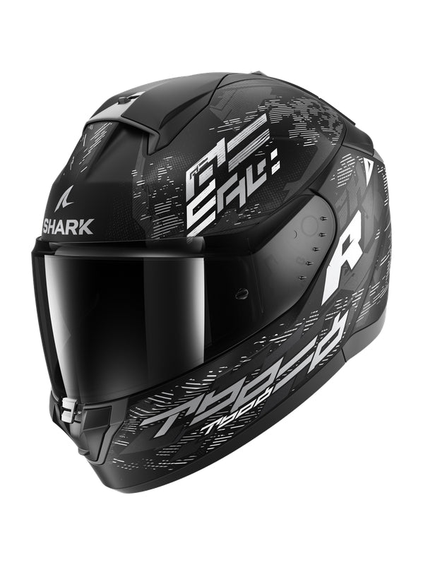 SHARK RIDILL 2 MOTO INTEGRAL CAPACETE PRETO BRANCO PRATA