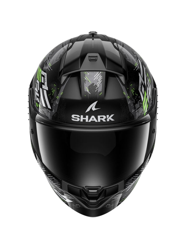 SHARK RIDILL 2 CAPACETE INTEGRAL MOTOPRETO PRATA VERDE