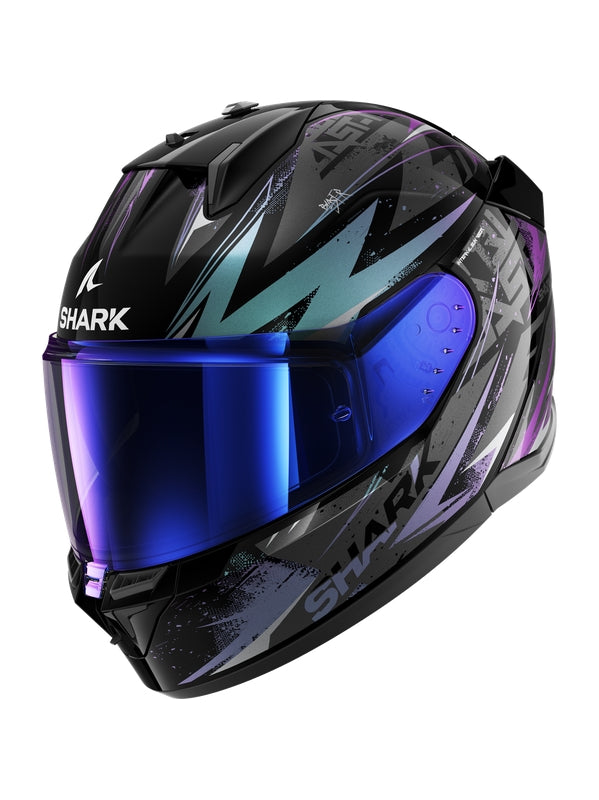 SHARK D SKWAL 3 CAPACETE INTEGRAL MOTO PRETO VERDE GLITTER