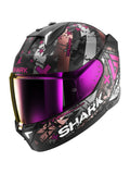 SHARK SKWAL I3 HELLCAT CAPACETE PRETO FOSCO CROMADO ROXO