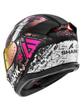 SHARK SKWAL I3 HELLCAT CAPACETE PRETO FOSCO CROMADO ROXO