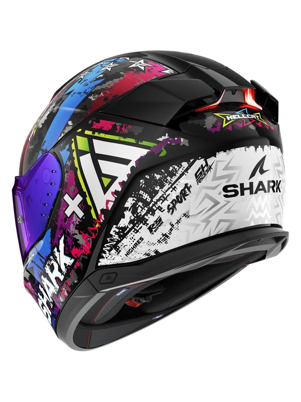 SHARK SKWAL i3 HELLCAT CAPACETE DE MOTOCICLETA INTEGRAL PRETO CROMADO AZUL