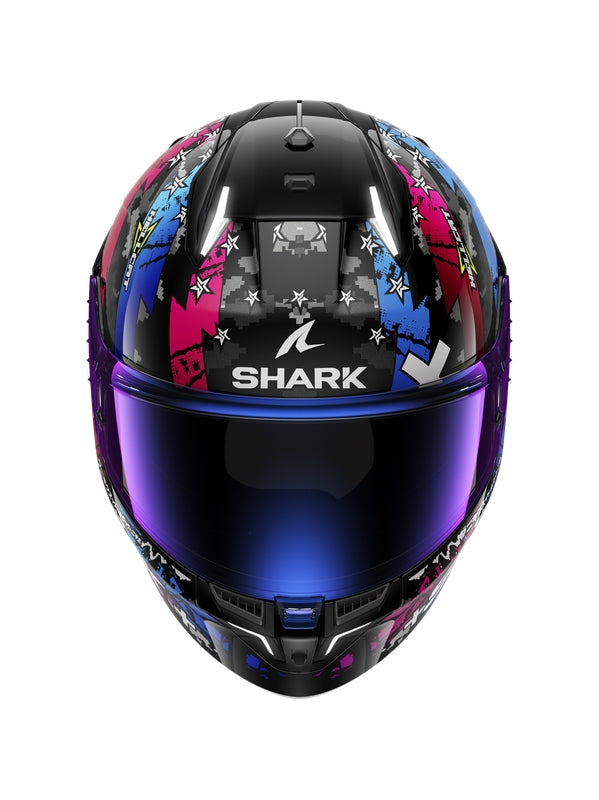 SHARK SKWAL i3 HELLCAT CAPACETE DE MOTOCICLETA INTEGRAL PRETO CROMADO AZUL