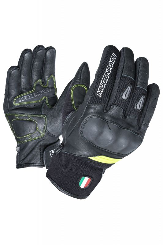 MUGENRACE NEO Motocicleta Curtas Luvas Pretas Amarelas Fluorescentes