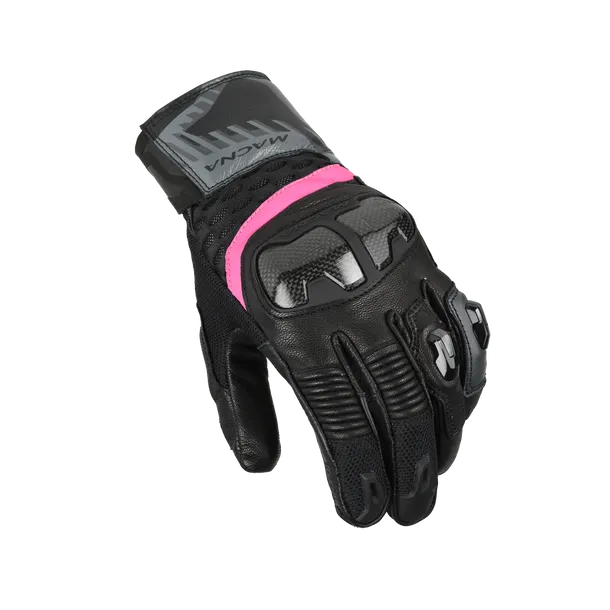 MACNA CHIZA SENHORA MOTOCICLETA COURO LUVAS PRETO CINZENTO ROSA – 1 – Maximomoto PT