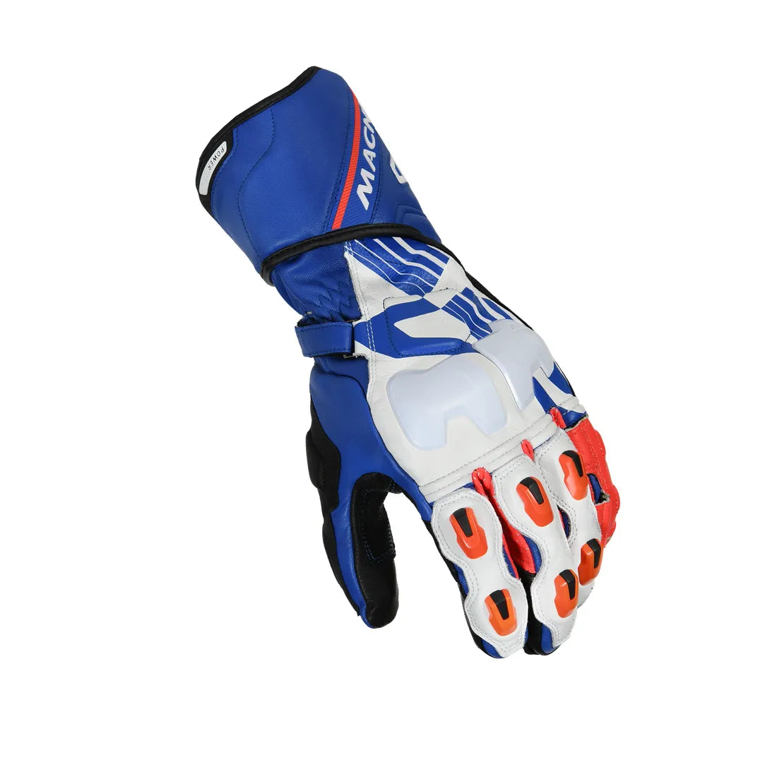 MACNA POWERTRACK HOMEM MOTOCICLETA LUVAS PRETAS BRANCAS AZUIS – 1 – Maximomoto PT