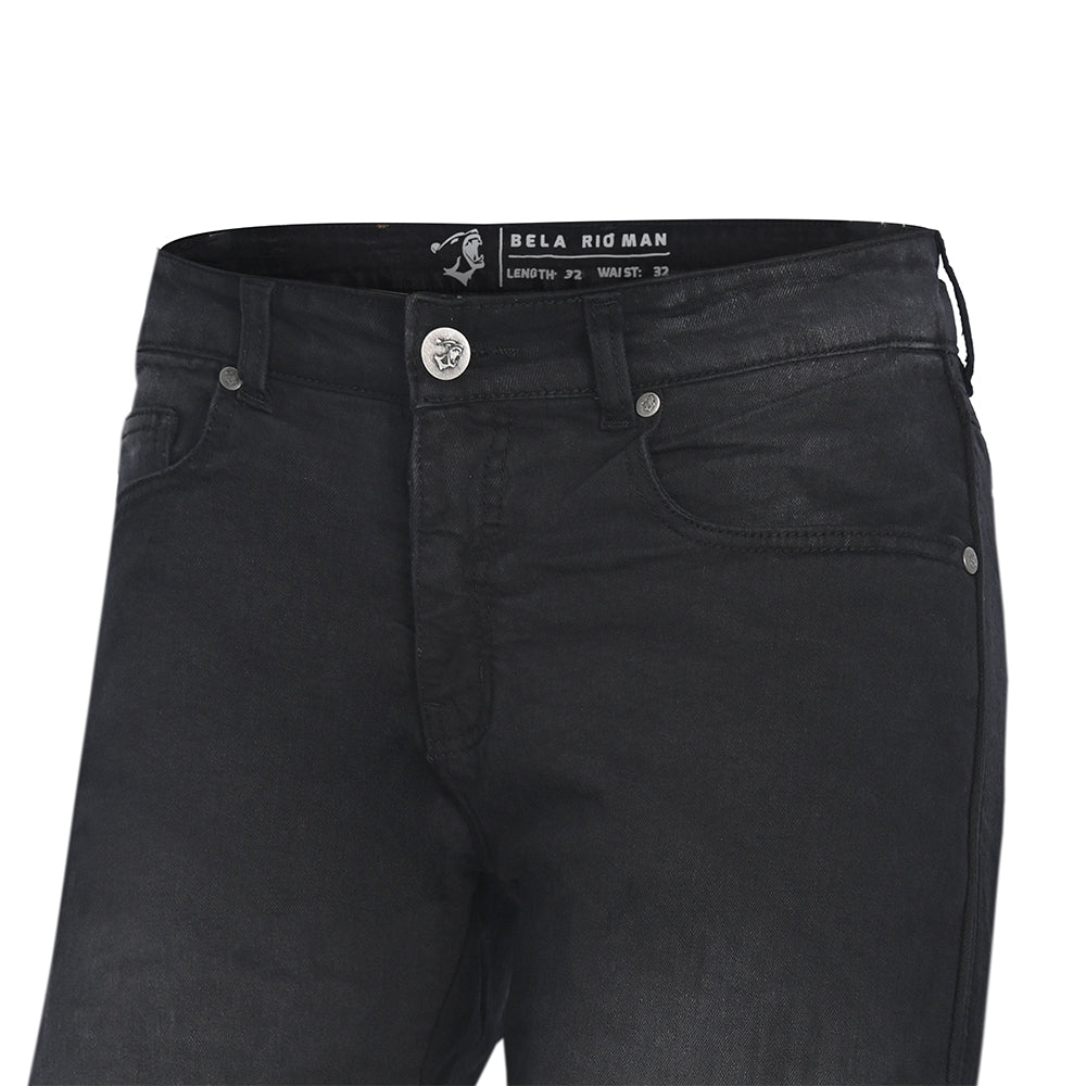 BELA RIO Slim Fit Jeans Moto Homem Calcas Preto 32L Inseam