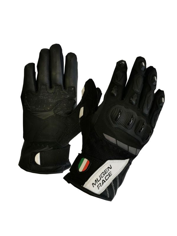 MUGENRACE G-MNR-2069 MIA Motocicleta Curtas Luvas Brancas Pretas