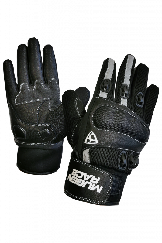 MUGENRACE G-MNR-2167 HALFY Motocicleta Curtas Luvas Pretas Cinzentas