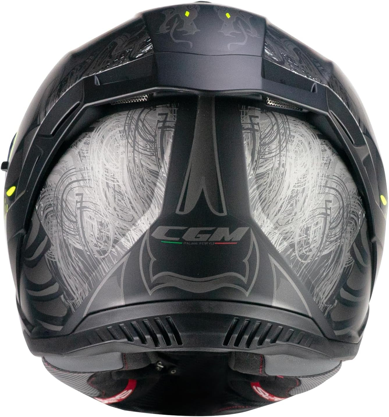 CGM 363S SHOT NIPPO Integral Moto Casco Negro Fluo Amarillo Mate