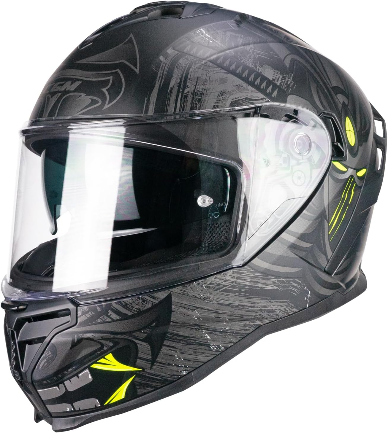CGM 363S SHOT NIPPO Integral Moto Casco Negro Amarillo Fluor Opaco