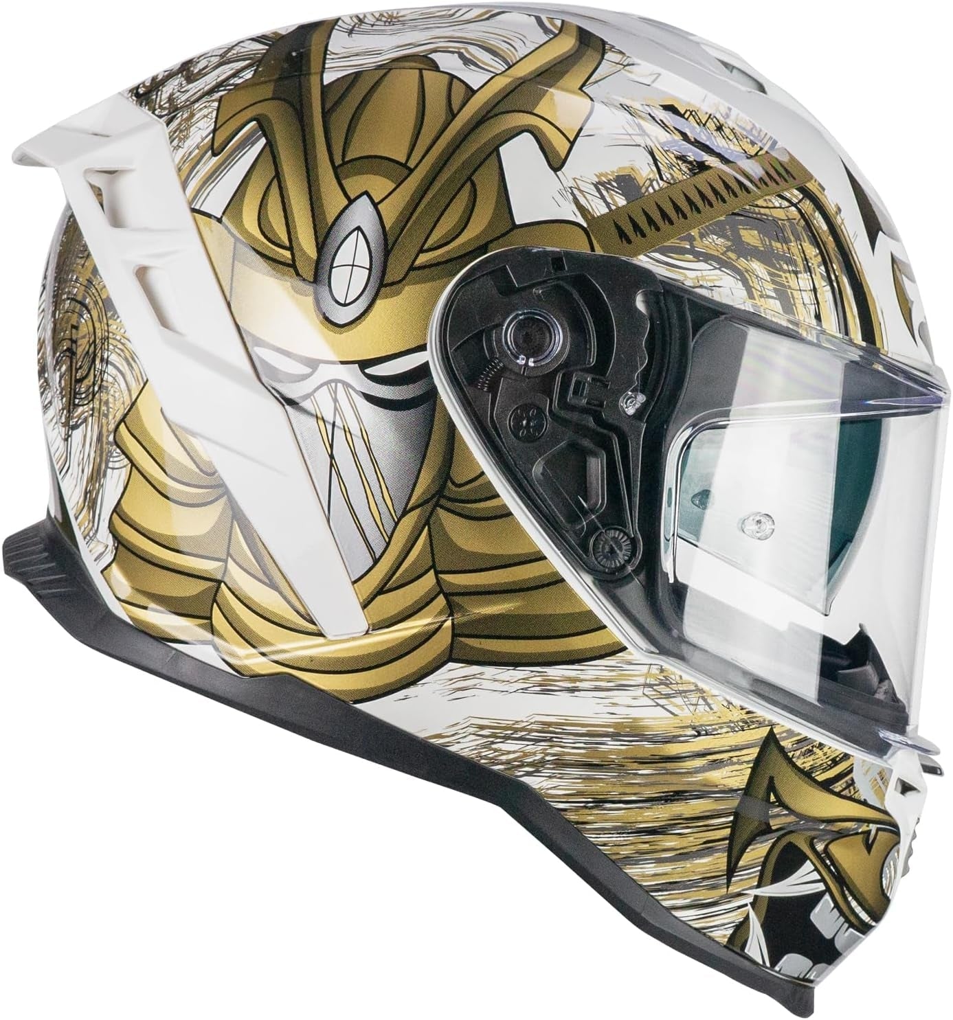 CGM 363S SHOT NIPPO Integral Moto Casco Blanco Dorado