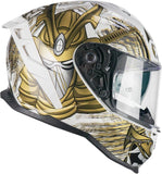 CGM 363S SHOT NIPPO Integral Moto Casco Blanco Dorado