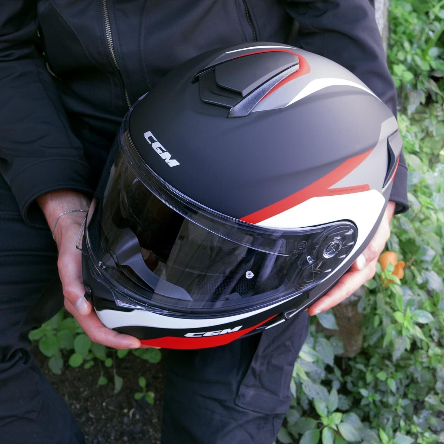 CGM 568G BER DRESDA Modular Casco Nero Rosso opaque – 2 – Maximomoto PT