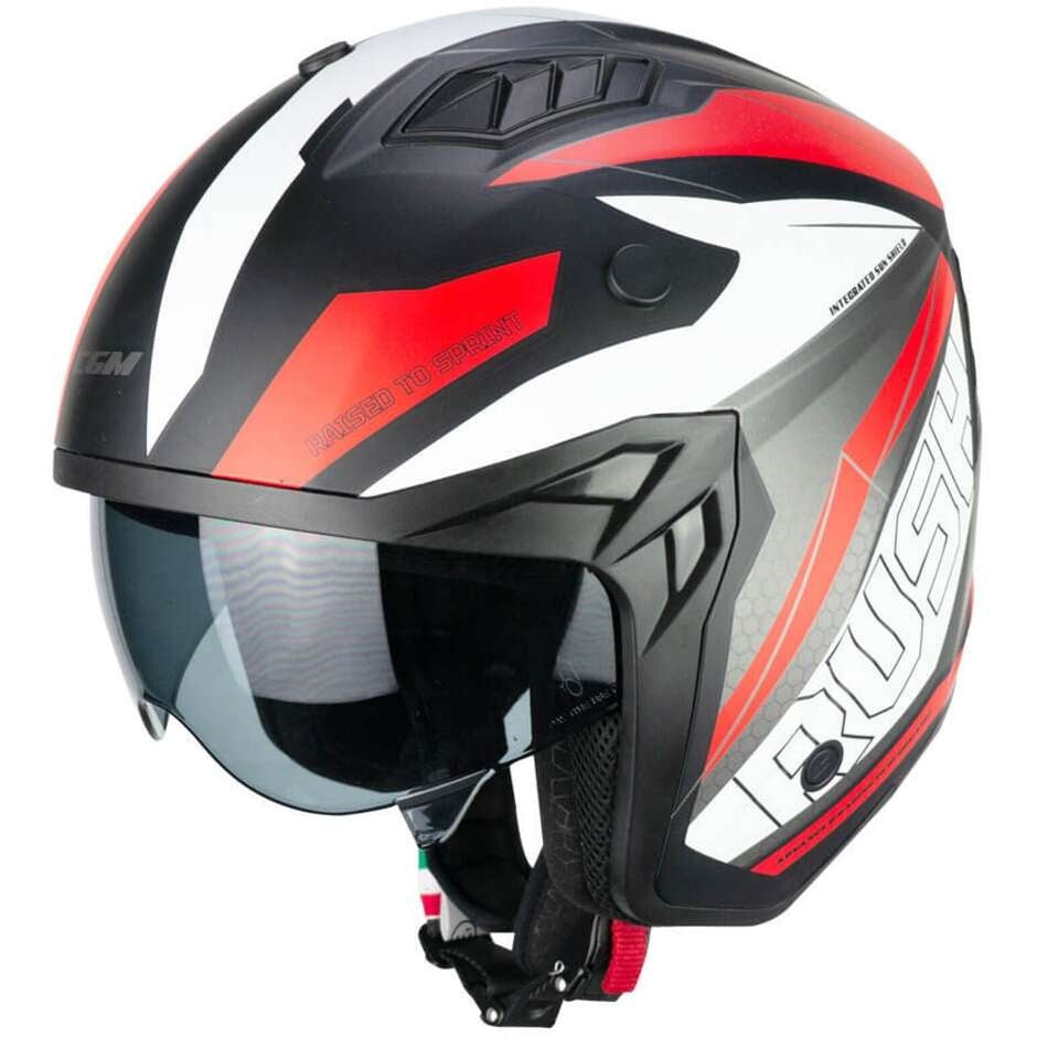 CGM 155G-AFV-03 abierto jet Casco Negro Rojo Mate