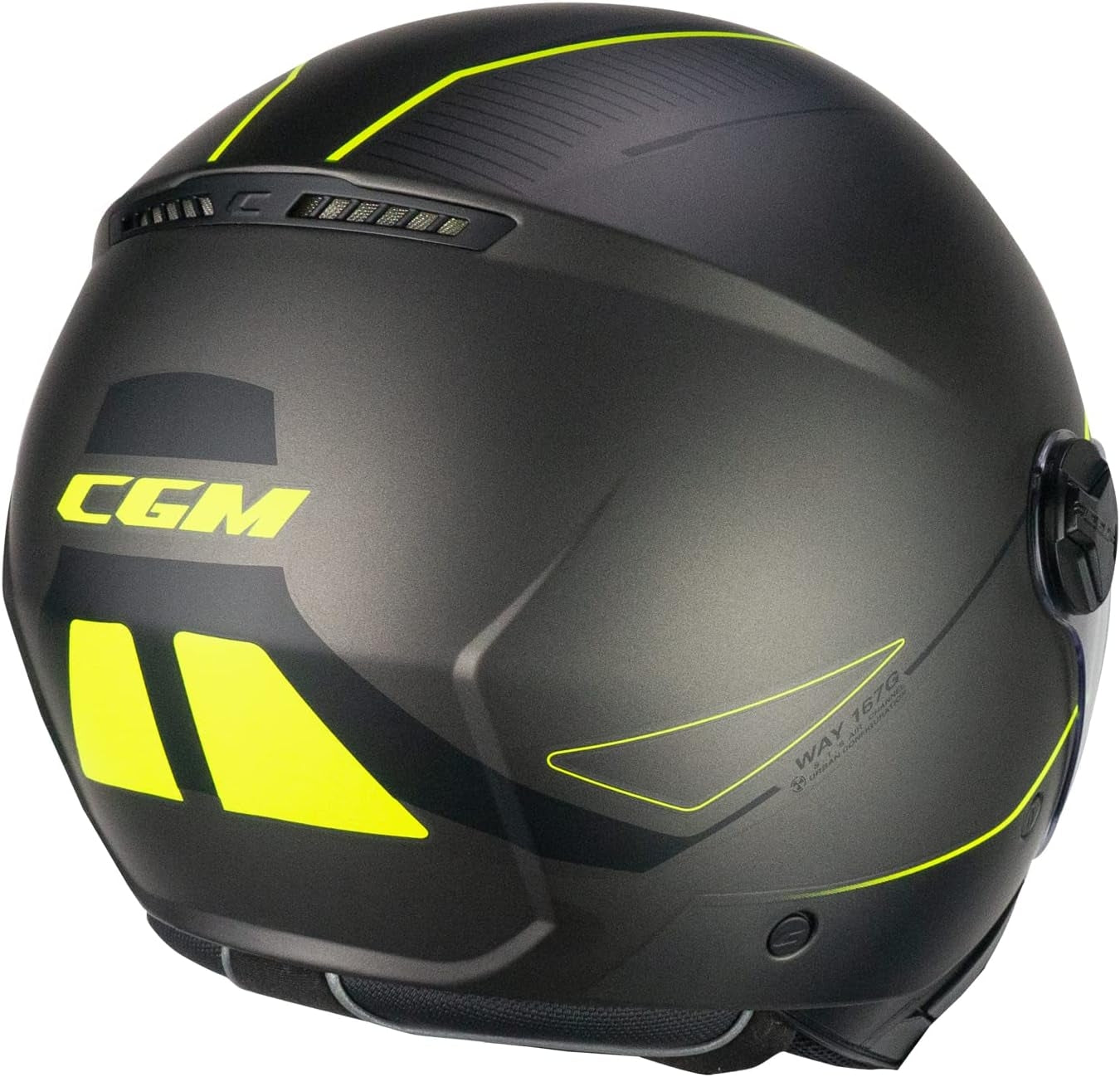 CGM 167G FLO WAY Casco Jet Antracita Amarillo Fluo Satinado conformado – 4 – Maximomoto PT