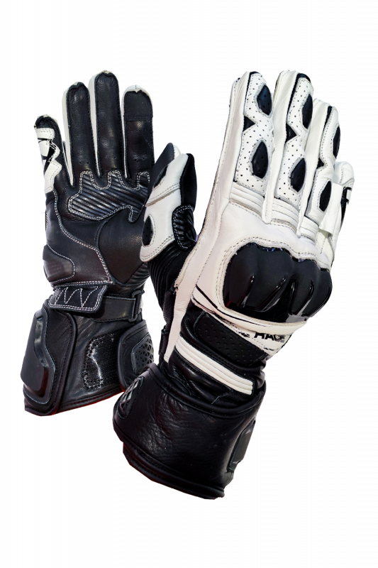 MUGENRACE LINEA Motocicleta Couro Luvas Brancas Pretas