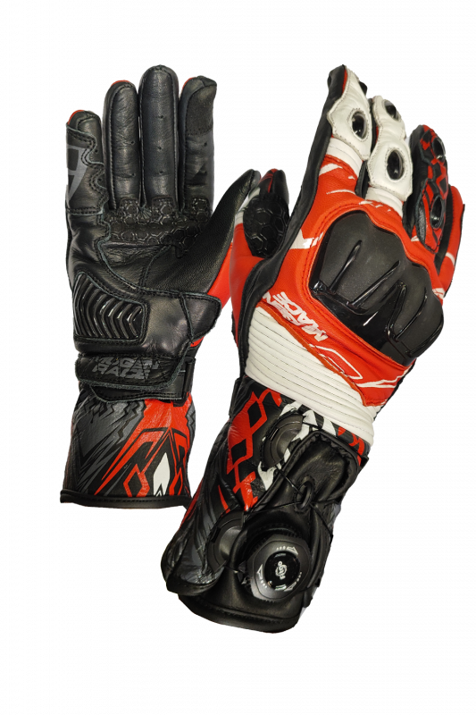 MUGENRACE G-MNR 2480 COWY Moto Luvas Preto Branco Vermelho