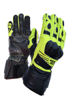 MUGENRACE LINEA Motocicleta Couro Luvas Preto Amarelo Fluo
