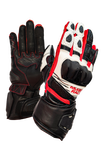 MUGENRACE LINEA Motocicleta Couro Luvas Pretas Brancas Vermelhas